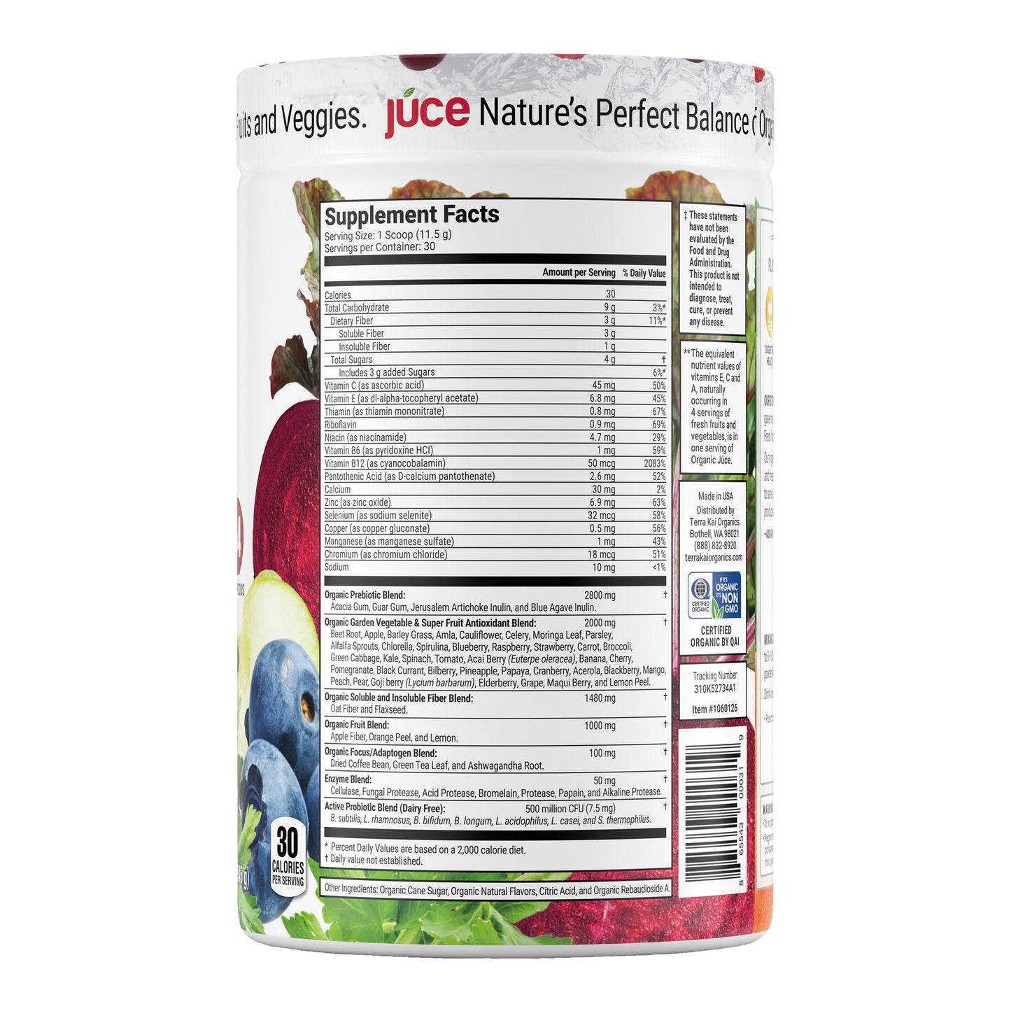 Terra Kai USDA Organic Juce Super Fruit & Veggie Powder, 12.2 Ounces