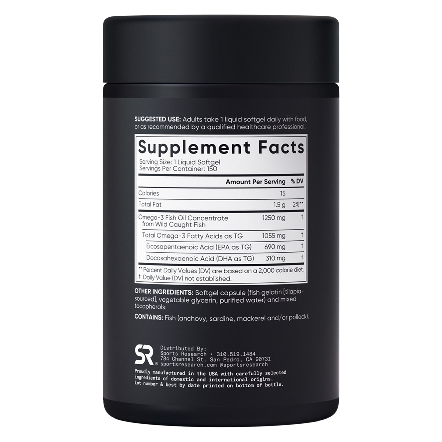 Sports Research Triple Strength Omega-3 Fish Oil, 150 Fish Softgels