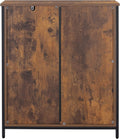 Storage Cabinet, with 2 Doors & 1 Shelf, Wooden Buffet Cabinet Rustic Brown & Black