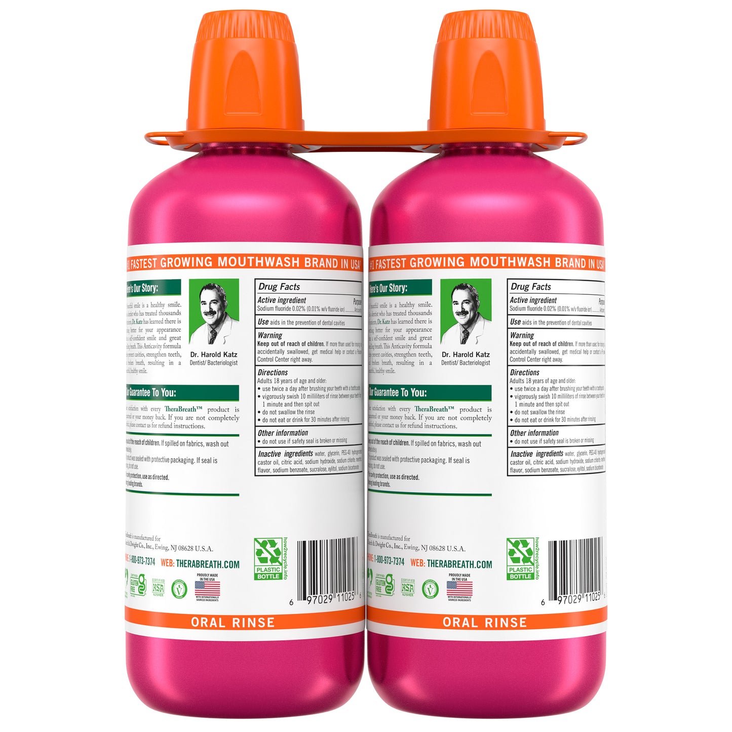 Therabreath Anticavity Oral Rinse, Sparkle Mint, 33.8 Fl Oz, 2-Pack