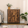 Storage Cabinet, with 2 Doors & 1 Shelf, Wooden Buffet Cabinet Rustic Brown & Black