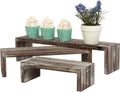 Tabletop Torched Wood Nesting Decorative Display Riser Stands, Set of 3