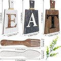 Cutting Board Eat Sign Set Hanging Art for Kitchen and Home Decoration (Gray, White, Brown)