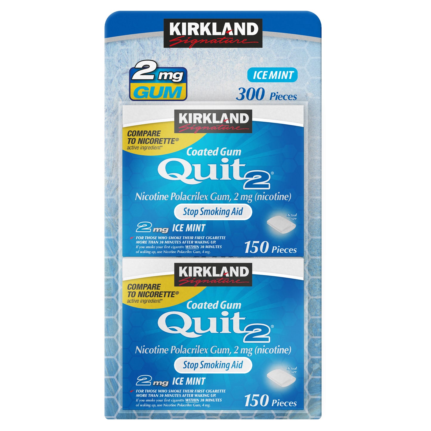Kirkland Signature Quit 2 Mg or 4 Mg, Ice Mint Gum, 300 Pieces