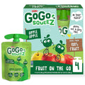 Gogo Squeez Fruit on the Go, Apple Apple, 3.2 Oz (Pack of 4), Unsweetened Fruit Snacks for Kids, Gluten Free, Nut Free and Dairy Free, Recloseable Cap, BPA Free Pouches