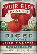 Muir Glen Organic Diced Fire Roasted Canned Tomatoes, No Salt Added, 14.5 Oz.