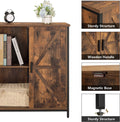 Storage Cabinet, with 2 Doors & 1 Shelf, Wooden Buffet Cabinet Rustic Brown & Black