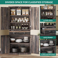 Kitchen Pantry Storage Cabinet, 72'' with Large Drawer and Adjustable Shelves, Dark Rustic Oak