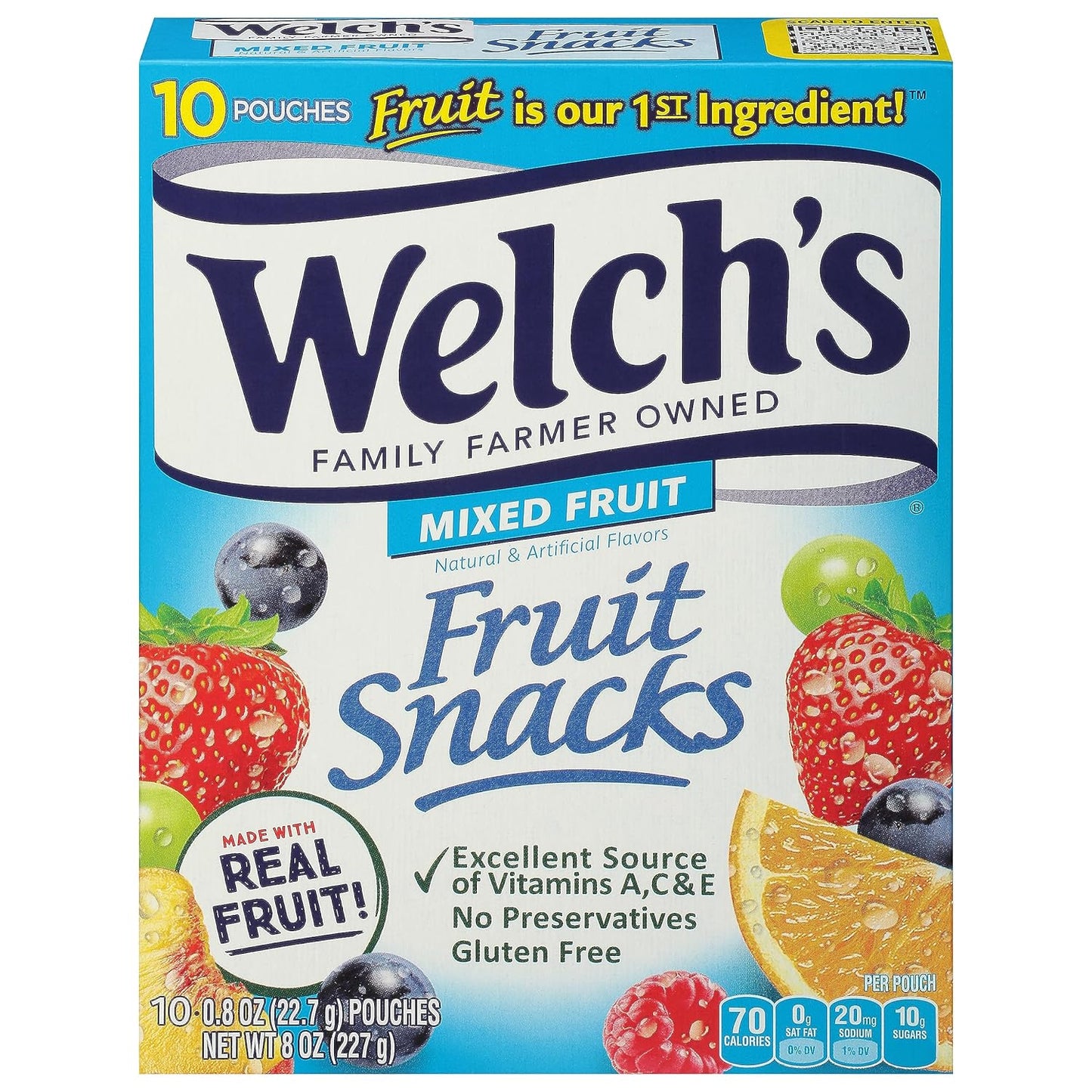 Welch'S, Mixed Fruits Snacks Pouches, 8 Ounce Case of 12