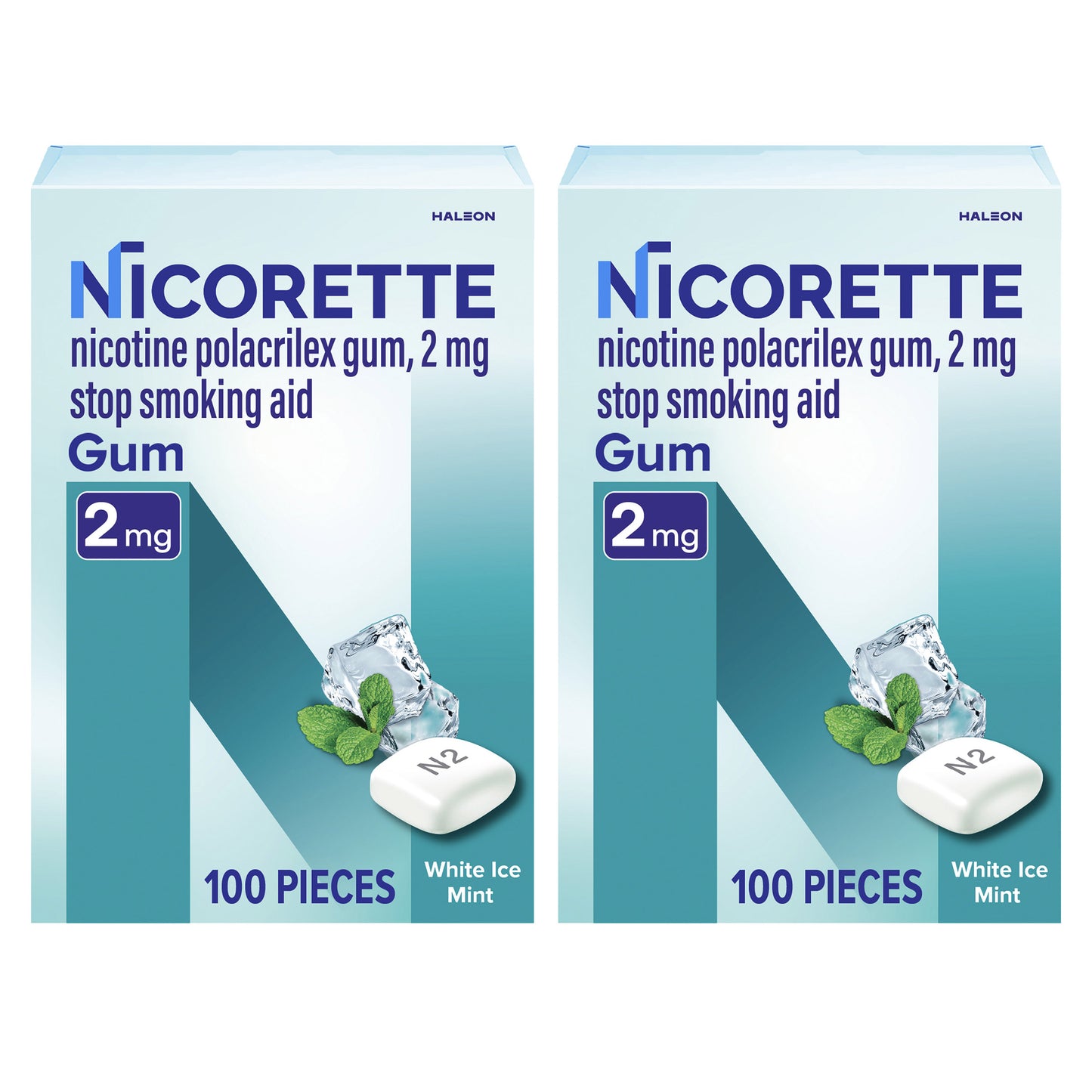 Nicorette Quit Smoking Aid 2Mg. or 4Mg., White Ice Mint Gum, 200 Pieces