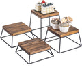 Burnt Wood & Black Metal Food Display Stands, Set of 4 Made in USA