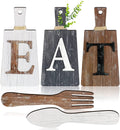 Cutting Board Eat Sign Set Hanging Art for Kitchen and Home Decoration (Gray, White, Brown)