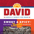 DAVID Seeds Roasted and Salted Sweet and Spicy Jumbo Sunflower Seeds, Keto Friendly, 5.25 Oz (Pack of 1)