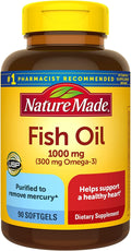 Nature Made Fish Oil 1000 Mg Softgels, Omega 3 Fish Oil Supplements for Healthy Heart Support with 90 Softgels, 45 Day Supply