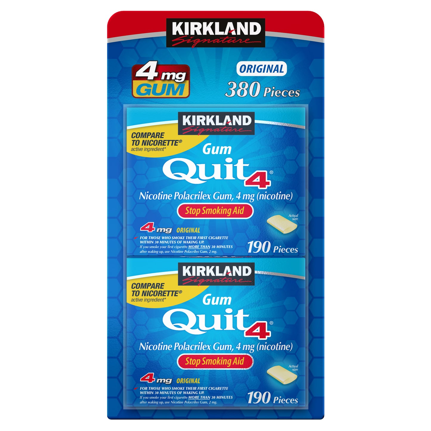 Kirkland Signature Quit 2 Mg or 4Mg, Original Gum, 380 Pieces