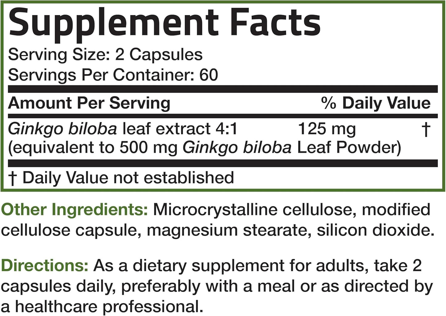 Bronson Ginkgo Biloba Extra Strength Supports Brain Function & Memory Support, 120 Vegetarian Capsules