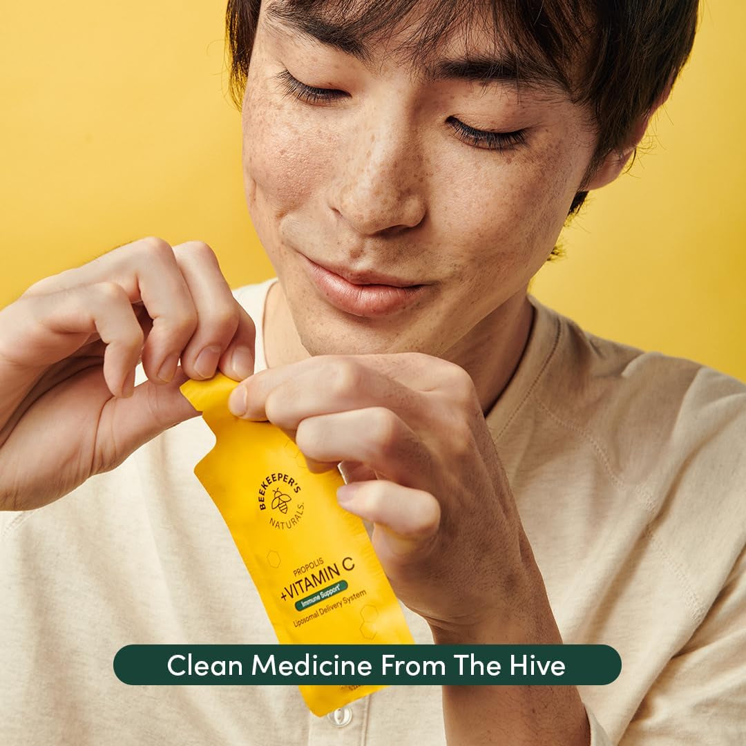 Propolis Liposomal Vitamin C by Beekeeper'S Naturals, 1000Mg Vitamin C, Propolis & Organic Honey, Supercharged Immune Support & Increased Bioavailibity for Max Absorption, 12 Ct