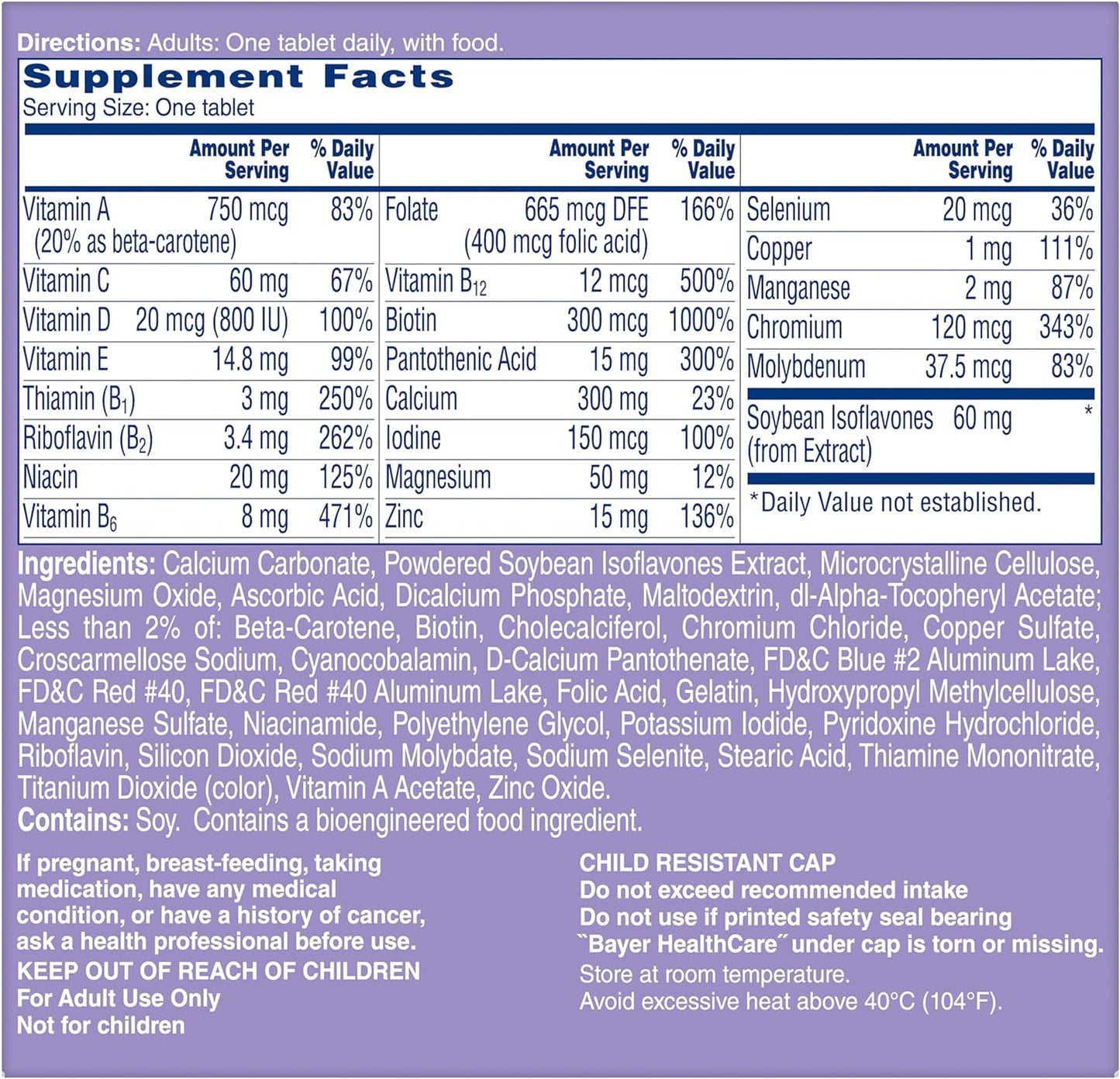 One a Day Women'S Menopause Multivitamin with Vitamin A, Vitamin C, Vitamin D, Vitamin E and Zinc for Immune Health Support, Bone Health, 50 Count