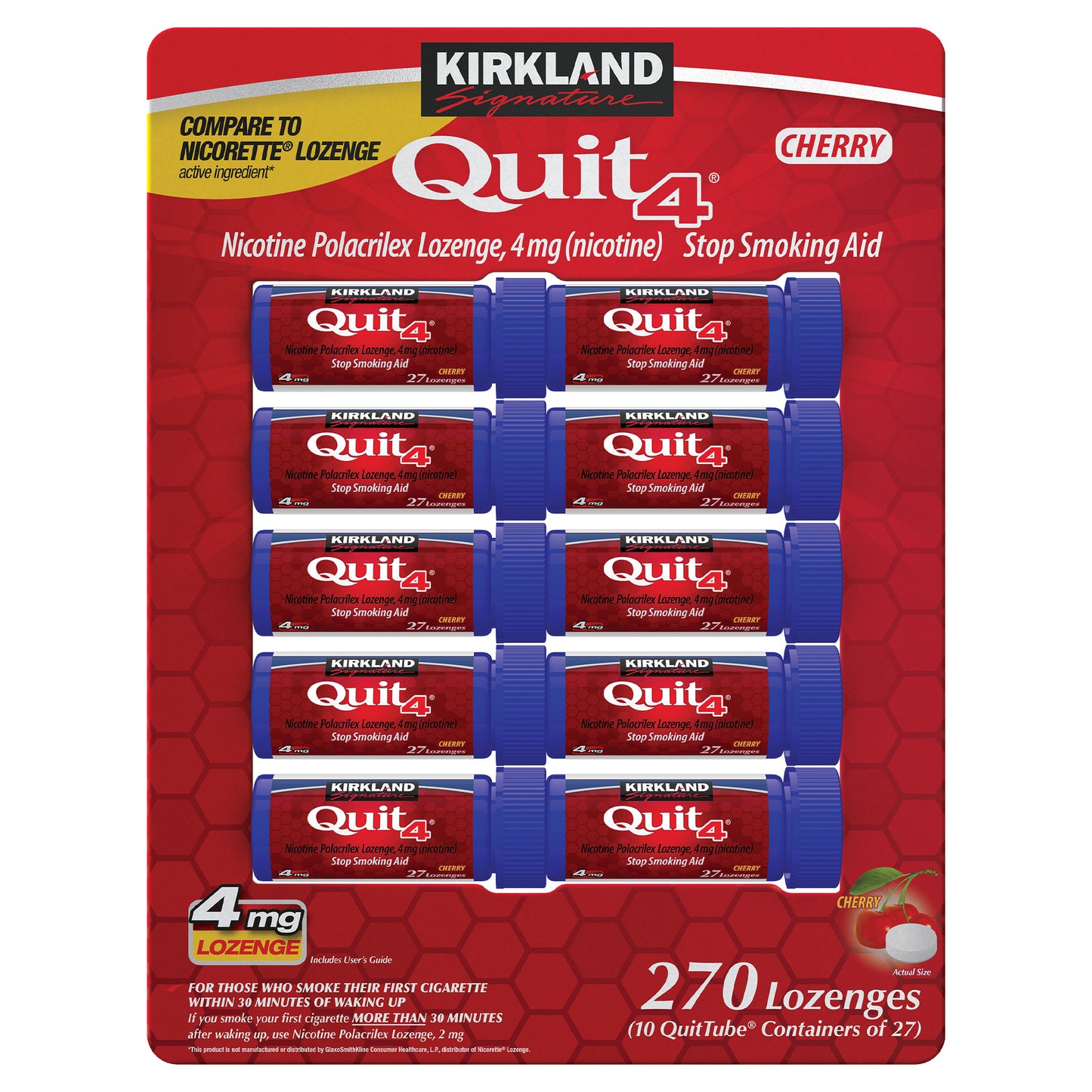 Kirkland Signature Quit 2Mg or 4Mg, Cherry Lozenges, 270 Pieces