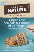 Back to Nature Gluten Free Crackers, Sea Salt & Cracked Black Pepper Rice Thins - Dairy Free, Non-Gmo, Made with Whole Grain Brown Rice Flour, Delicious & Quality Snacks, 4 Ounce