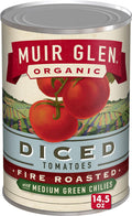 Muir Glen Organic Diced Fire Roasted Canned Tomatoes, with Medium Green Chilies, 14.5 Oz.