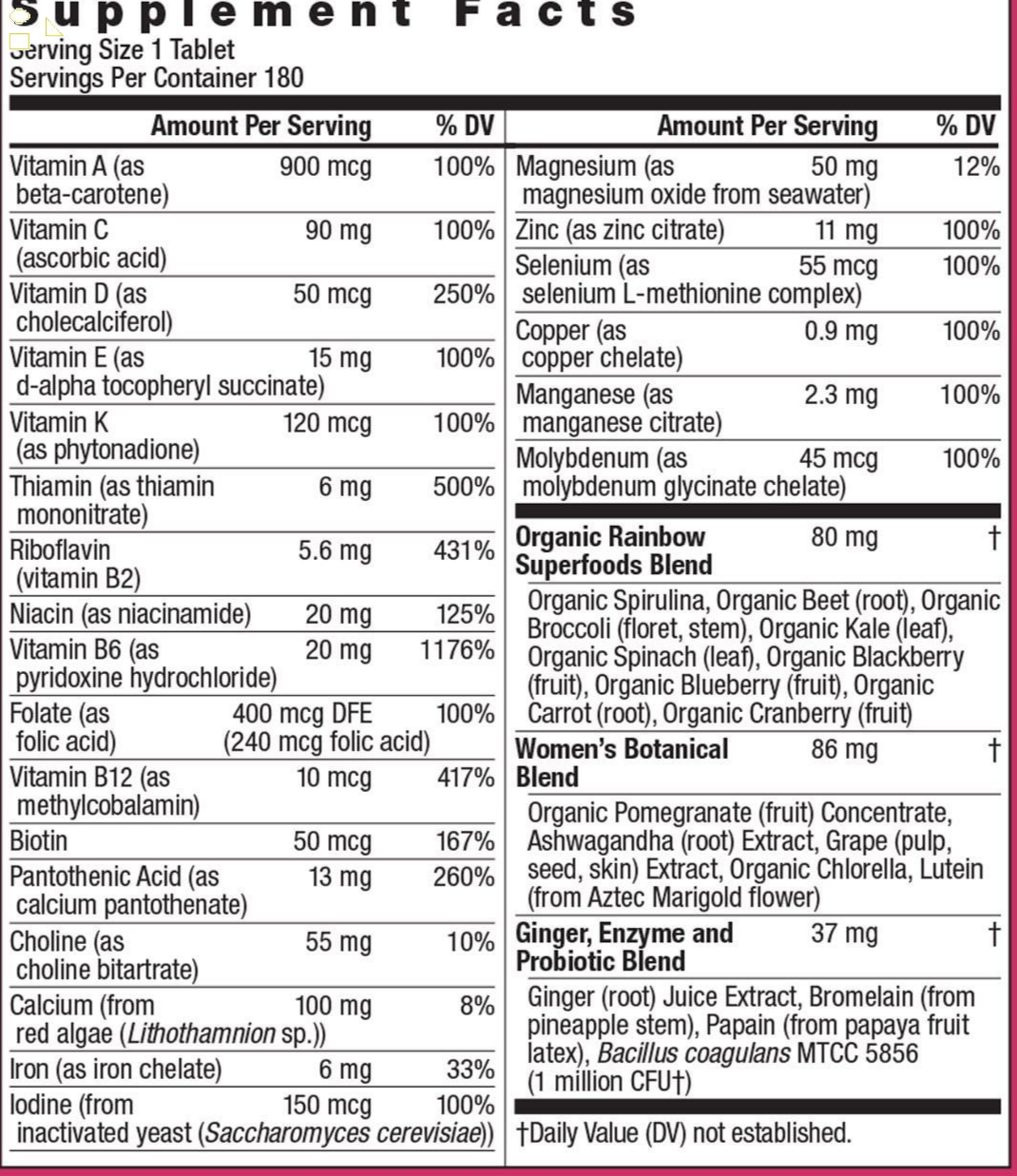Rainbow Light 180 Tab, Women’S One Multivitamin 180 Tablets