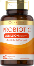 Probiotic with Prebiotics & Postbiotics | 25 Billion CFU | 60 Capsules | Supplement for Women & Men | Powder Pills | Vegetarian, Non-Gmo & Gluten Free
