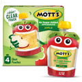 Mott'S No Sugar Added Applesauce, 3.2 Oz Clear Pouches, 4 Count