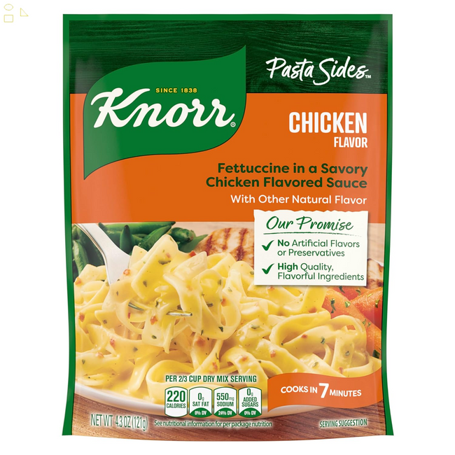 Knorr Pasta Sides Chicken Fettuccine for Delicious Quick Pasta Side Dishes No Artificial Flavors or Preservatives 4.3 Oz