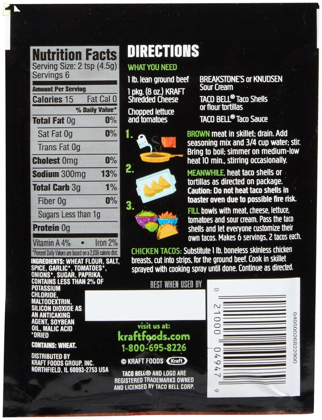 Taco Bell Mild Taco Seasoning Mix (1 Oz Packet)