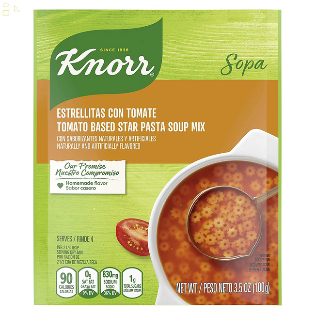 Knorr Star Tomato Based Sopa/Pasta Soup Mix Pasta, 3.5 Oz