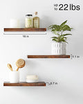 Floating Wood Shelves - Wall Mounted, for Kitchen, with 22lbs Capacity Set of 3