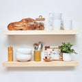 Floating Wooden Shelves for Kitchen Wall Mounted - Thick Industrial Kitchen Wood Shelf Set of 2