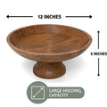 Acacia Wood Fruit Bowl for Kitchen Counter 12" Large