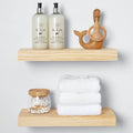 Floating Wooden Shelves for Kitchen Wall Mounted - Thick Industrial Kitchen Wood Shelf Set of 2