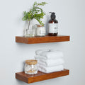 Floating Wooden Shelves for Kitchen Wall Mounted - Thick Industrial Kitchen Wood Shelf Set of 2