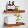 Floating Wooden Shelves for Kitchen Wall Mounted - Thick Industrial Kitchen Wood Shelf Set of 2