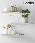 Floating Wood Shelves - Wall Mounted, for Kitchen, with 22lbs Capacity Set of 3