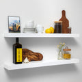 Floating Wooden Shelves for Kitchen Wall Mounted - Thick Industrial Kitchen Wood Shelf Set of 2