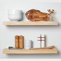 Floating Wooden Shelves for Kitchen Wall Mounted - Thick Industrial Kitchen Wood Shelf Set of 2