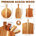 Set of 4 Thick Acacia Wood Cutting Boards with Handles, Assorted Sizes Large Charcuterie Boards For Meat, Pizza, Vegetables, Bread, Kitchen
