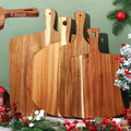 Set of 4 Thick Acacia Wood Cutting Boards with Handles, Assorted Sizes Large Charcuterie Boards For Meat, Pizza, Vegetables, Bread, Kitchen