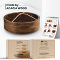 12" Acacia Wood Lazy Susan Organizer with 4 Dividers - Kitchen Storage Food