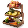 Acacia Wood Fruit Basket - Fruit Bowl for Kitchen Counter, Extra Large Made in USA