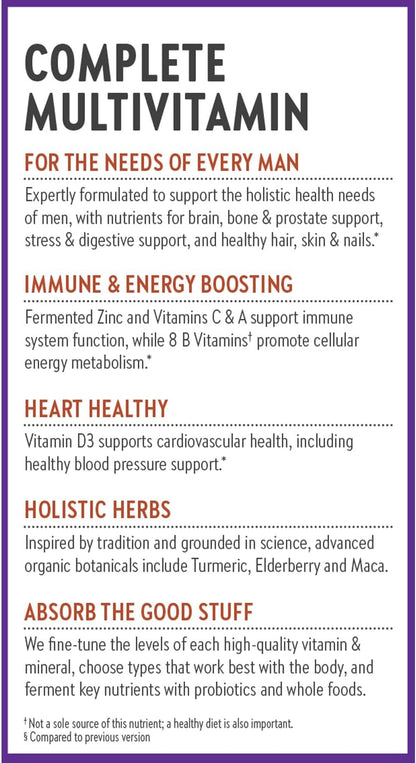 New Chapter Men’S Multivitamin, B6, Extra B12, D3, Vitamin C & Zinc, Immune, Heart, Cellular Energy, and Brain Health, Gentle on the Stomach, One Daily, Non-Gmo, Gluten-Free, 18+, 72 Tablets