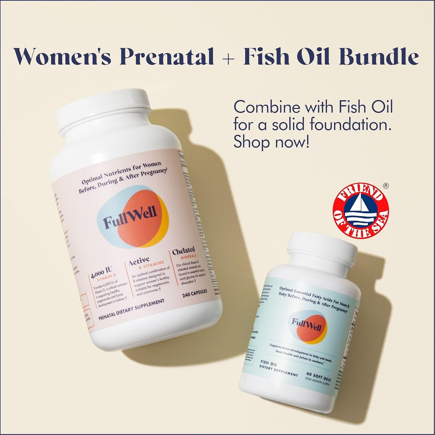Fullwell Prenatal Vitamins | Choline, Folate, Vitamin D for Fetal Growth, Brain Development | 26+ Vital Nutrients | Dietitian-Formulated, OBGYN Recommended, Non-Gmo, 3Rd Party Tested, 30 Servings