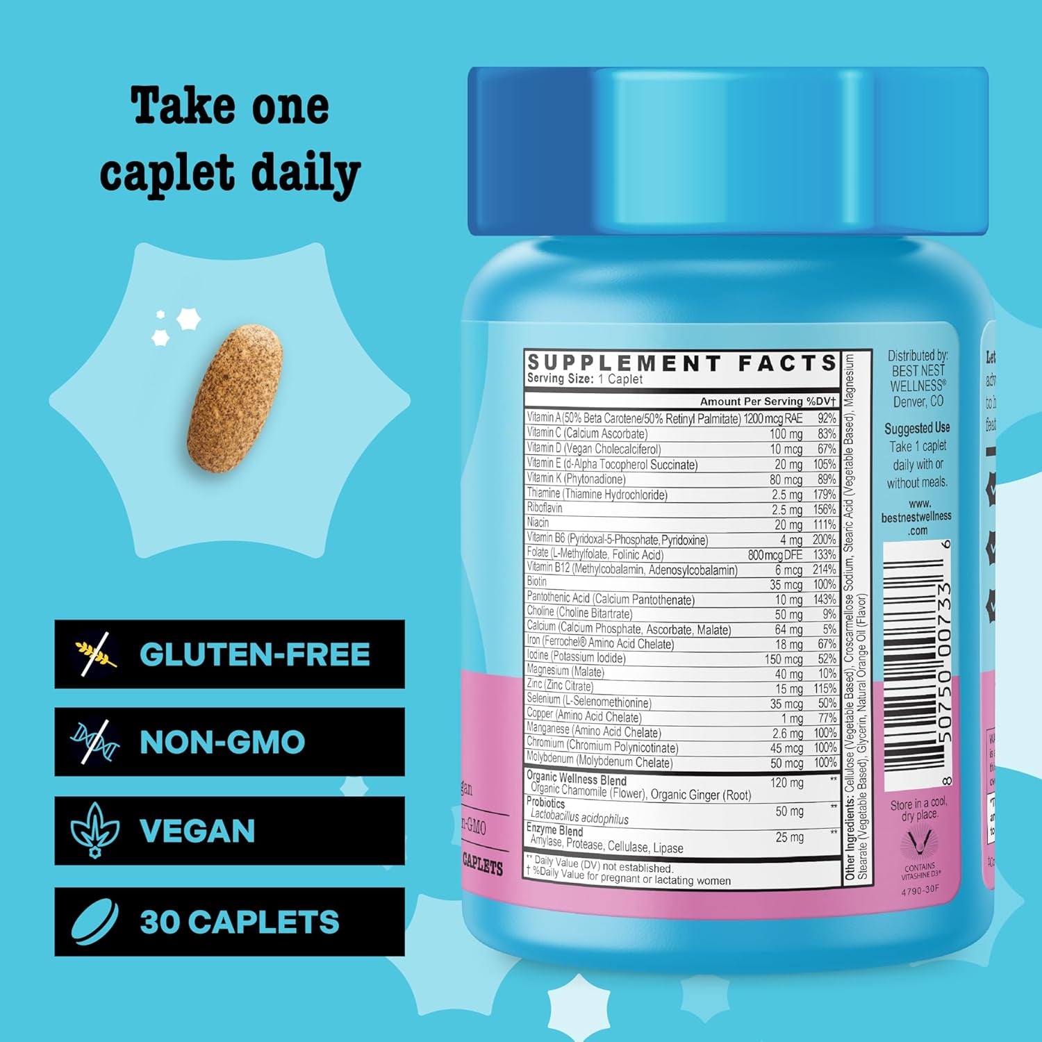 Mama Bird - Prenatal Multi+ (30 Servings) Prenatal Vitamins for Women - 30+ Essential Nutrients, Baby Brain Health - L-Methylfolate & Probiotics, Methylated Multivitamin - Vegan, Gluten Free, Non GMO