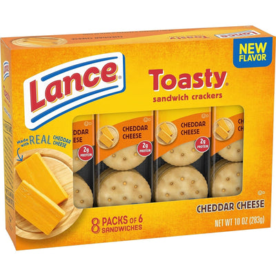 Lance Sandwich Crackers, Toasty Cheddar, 8 Individually Wrapped Packs, 6 Sandwiches Each
