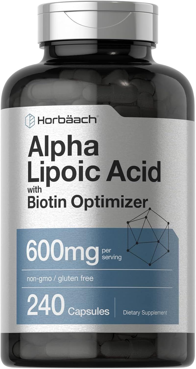 Horbäach Alpha Lipoic Acid 600Mg | 240 Capsules | High  | ALA with Biotin Optimizer | Non-Gmo and Gluten Free Supplement