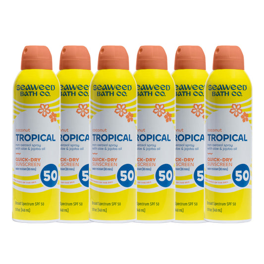 Seaweed Bath Co. Tropical Quick-Dry Sunscreen Spray SPF 50, 5 Oz, 6-Pack